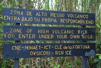 Warning Sign at Entrance to Arenal Volcano National Park