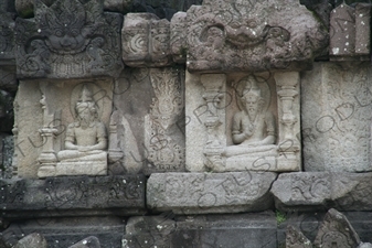 Relief Carvings on a Building at Prambanan Temple Compound near Yogyakarta