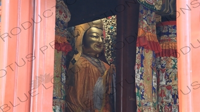 Tsongkhapa (Zongge Shanhuicheng) Statue in the Hall of the Wheel of the Law (Falun Dian) in the Lama Temple in Beijing