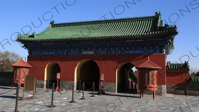 East Gate of the Hall of Prayer for Good Harvests (Qi Nian Dian) Complex in the Temple of Heaven (Tiantan) in Beijing