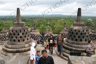 Tourists on a Terraces at Borobudur