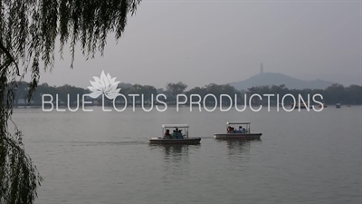 Kunming Lake (Kunming Hu), Jade Peak Pagoda (Yu Feng Ta) and Jade Spring Hill (Yuquan Shan) in the Summer Palace in Beijing