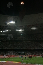 Olympic Flame in the Bird's Nest/National Stadium (Niaochao/Guojia Tiyuchang) in the Olympic Park in Beijing