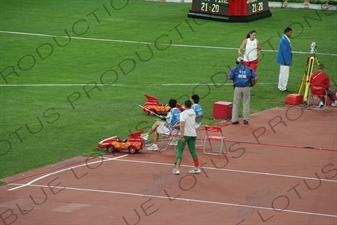 Discus Retrieval Remote Control Cars in the Bird's Nest/National Stadium (Niaochao/Guojia Tiyuchang) in the Olympic Park in Beijing