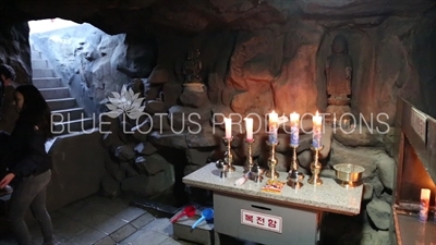 Altar inside the Cave Shrine at the Haedong Yonggung Temple (Haedong Yonggungsa) in Busan