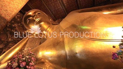 Head of the Reclining Buddha at Wat Pho (Wat Phra Chetuphon Vimolmangklararm Rajwaramahaviharn) in Bangkok