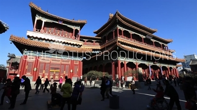 Pavilion of Ten Thousand Joys (Wanfu Ge) and Pavilion of Peace (Yansui Ge) in the Lama Temple in Beijing