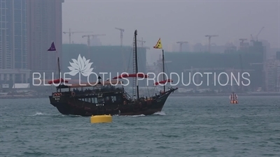 Victoria Harbour Junk Boat in Hong Kong