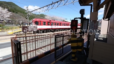 Train Pulling in to Fujiyoshida Station