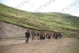 Men Walking in Simien Mountains National Park
