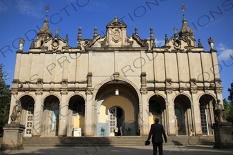 Man Praying in front of Holy Trinity Church (Kidist Selassie) in Addis Ababa