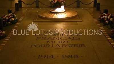 Tomb of the Unknown Soldier (Tombe du Soldat Inconnu) and Eternal Flame under the Arc de Triomphe de l'Étoile in Paris