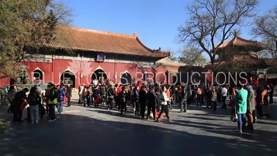 Incense Burning in front of the Gate of Peace and Harmony (Yonghe Men) in the Lama Temple in Beijing