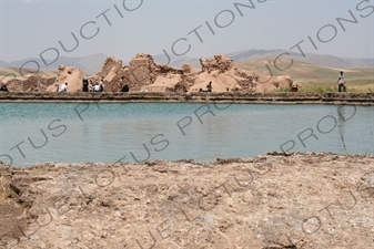 Ruined Buildings around the Lake at Takht-e Soleyman