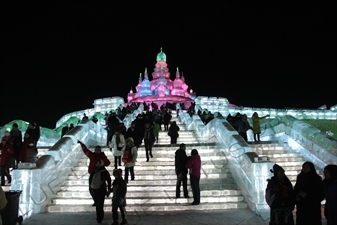 Ice Sculpture of St. Basil's Cathedral at the Harbin Ice and Snow Festival in Harbin