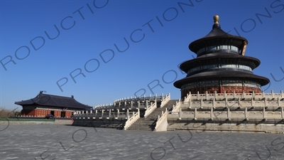 Hall of Prayer for Good Harvests (Qi Nian Dian) and the Imperial Hall of Heaven (Huang Qian Dian) in the Temple of Heaven (Tiantan) in Beijing