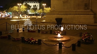 Tomb of the Unknown Soldier (Tombe du Soldat Inconnu) and Eternal Flame under the Arc de Triomphe de l'Étoile in Paris