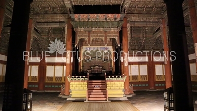 Throne and Interior of Junghwa Hall (Junghwajeon) at Deoksu Palace (Deoksugung) in Seoul