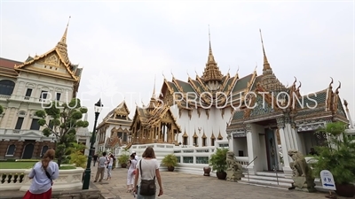 Phra Thinang Chakri Maha Prasat, Phra Thinang Aphorn Phimok Prasat and Phra Thinang Dusit Maha Prasat at the Grand Palace (Phra Borom Maha Ratcha Wang) in Bangkok