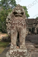 Lion Guardian Statue outside Bantea Kdei in Angkor