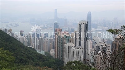 Taiping Shan Lions Viewpoint Pavilion at the top of Victoria Peak in Hong Kong