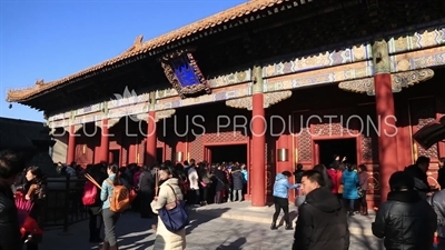 Hall of Peace and Harmony (Yonghegong Dian), also known as the Hall of the Three Buddhas (Sanshifo Dian) in the Lama Temple in Beijing