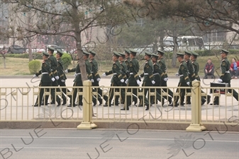 Soldiers Marching in Tiananmen Square in Beijing