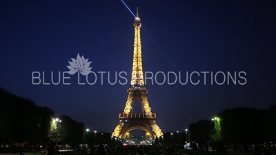 Field of Mars (Champ de Mars) and the Light Show on the Eiffel Tower in Paris