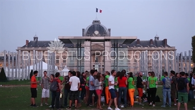 Military Academy (Ecole Militaire) and Wall of Peace (Mur pour la Paix) in Paris