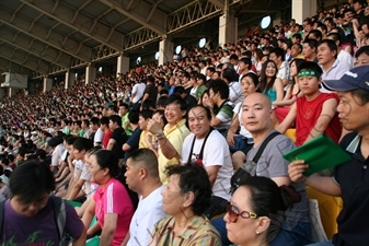 Crowd During a Chinese Super League Match between Beijing Guoan and Dalian Shide at the Workers' Stadium (Gongren Tiyuchang) in Beijing