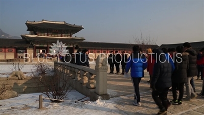 Yeongjegyo Bridge Leading to Geunjeong Gate (Geunjeongmun) at Gyeongbok Palace (Gyeongbokgung) in Seoul