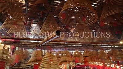 Incense Burning in Man Mo Temple on Hong Kong Island