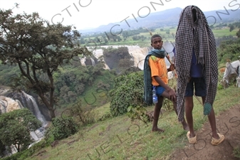 Goat Herders in front of the Blue Nile Falls