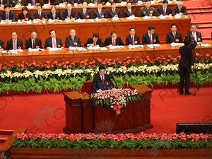 President Hu Jintao Speaking at the Opening of the 18th National Congress of the Communist Party of China (CPC) in the Great Hall of the People in Beijing