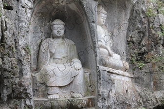 Buddhist Relief Carvings in Feilai Feng/Flying Peak Grottoes (Feilai Feng Shike) near West Lake (Xihu) in Hangzhou