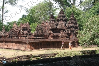 Tourists Walking in Grounds of Banteay Srei in Angkor