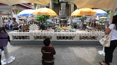 Guanyin (Chao Mae Kuan-im) Shrine in front of Ubosot at the Emerald Temple/Chapel (Wat Phra Kaew) at the Grand Palace (Phra Borom Maha Ratcha Wang) in Bangkok