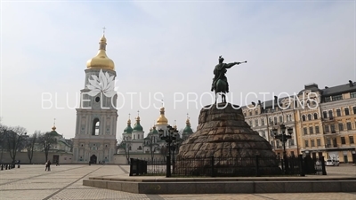 St. Sophia Cathedral and Statue of Bohdan Khmelnytsky in Kiev