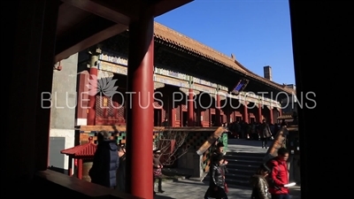 Hall of Peace and Harmony (Yonghegong Dian), also known as the Hall of Three Buddhas (Sanshifo Dian) in the Lama Temple in Beijing