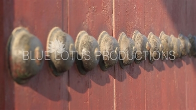 Brass Studs on Geunjeong Gate (Geunjeongmun) at Gyeongbok Palace (Gyeongbokgung) in Seoul