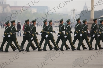 Soldiers Marching in Tiananmen Square in Beijing