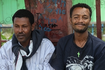 Men Waiting for a Bus on Churchill Avenue in Addis Ababa