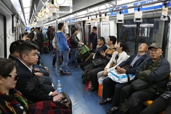 Line 5 Subway Carriage at Ciqikou Station in Beijing