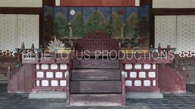 Throne in Myeongjeong Hall (Myeongjeongjeon) at Changgyeong Palace (Changgyeonggung) in Seoul