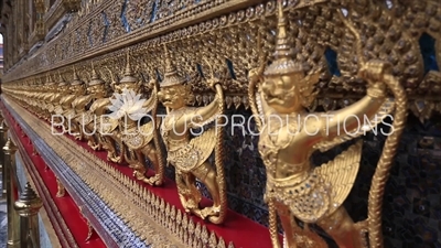 Garuda and Naga Carvings on the Exterior of Ubosot at the Emerald Temple/Chapel (Wat Phra Kaew) at the Grand Palace (Phra Borom Maha Ratcha Wang) in Bangkok