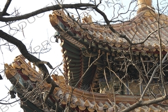 Drum Tower (Gu Lou) Roof in the Lama Temple in Beijing