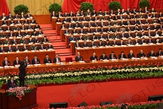 President Hu Jintao Speaking at the Opening of the 18th National Congress of the Communist Party of China (CPC) in the Great Hall of the People in Beijing