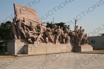 Revolutionary Heroes Sculpture in front of Chairman Mao Memorial Hall (Mao Zhuxi Jinnian Tang) on Tiananmen Square in Beijing