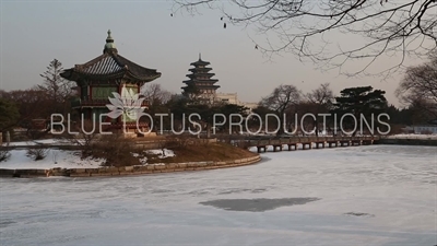 Hyangwon Pavilion (Hyangwonjeong) and Pagoda at Gyeongbok Palace (Gyeongbokgung) in Seoul