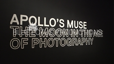 Sign at the Entrance to the 'Apollo's Muse: The Moon in the Age of Photography' Exhibition at the Metropolitan Museum of Art in New York City.